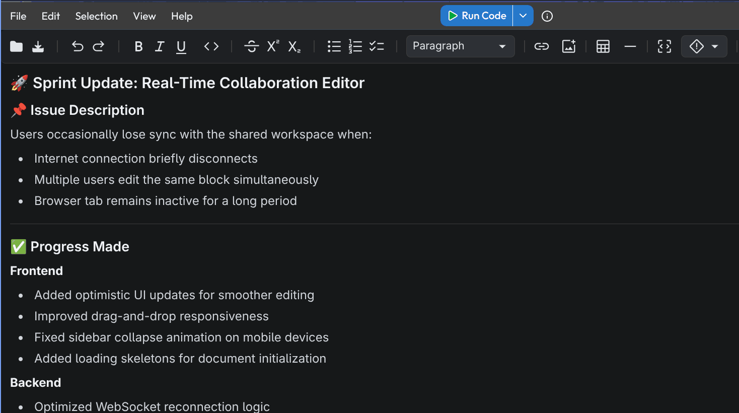 Shared notepad